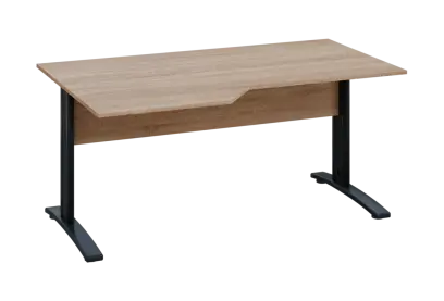 EZK 28 - 166 stůl kancelářský, rohový, levý, kovová podnož černá, deska 25 mm, široký 1600 mm, dub bardolino